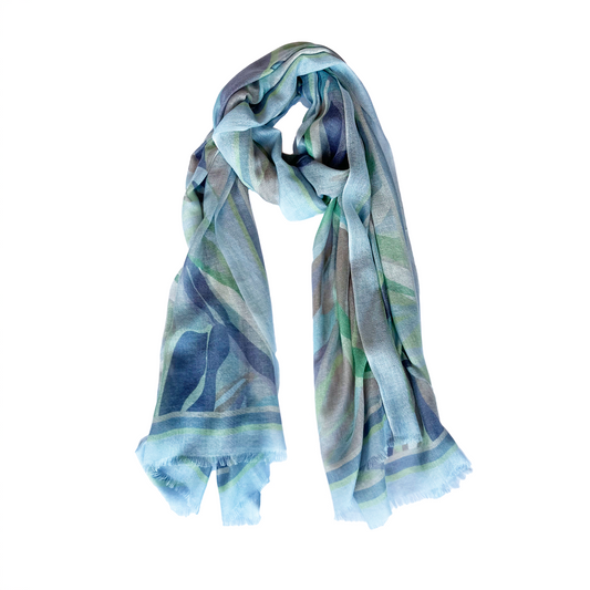 Palm Print Scarf in Surf