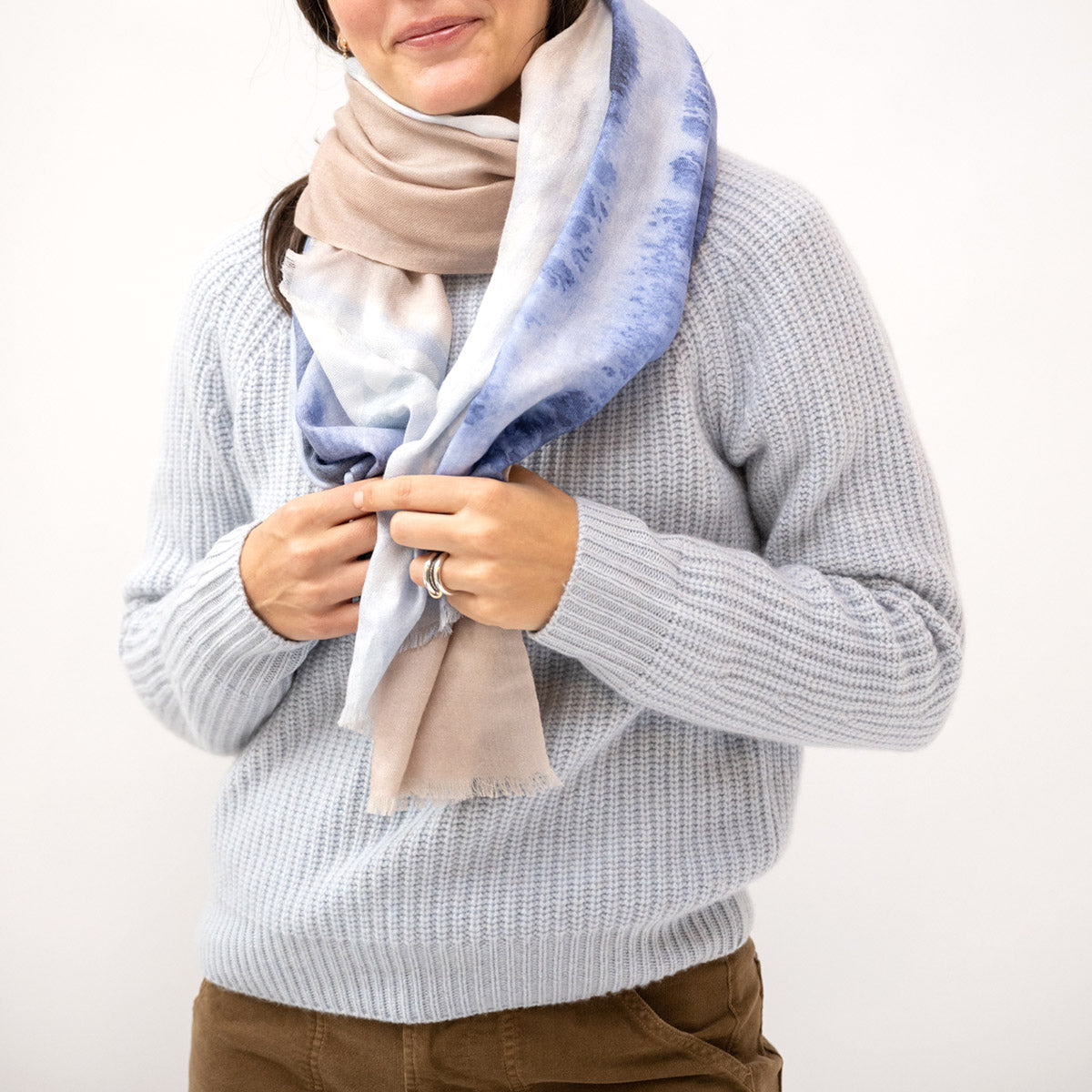 Watercolor Dot Scarf in Navy Multi