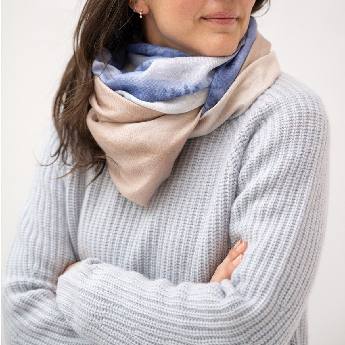 Watercolor Dot Scarf in Navy Multi