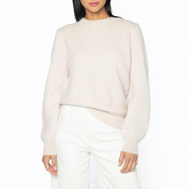 Puff Sleeve Crew Pullover in Almond