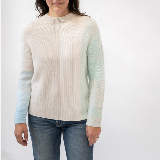 Ombre Garter Crew Sweater in Dune Multi