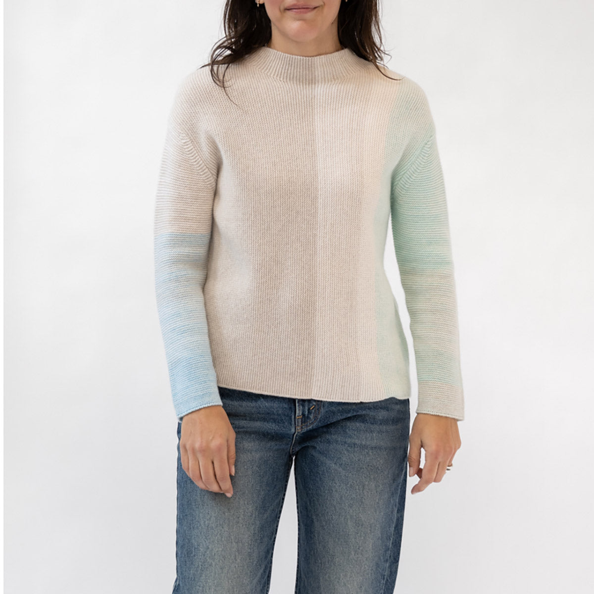Ombre Garter Crew Sweater in Dune Multi