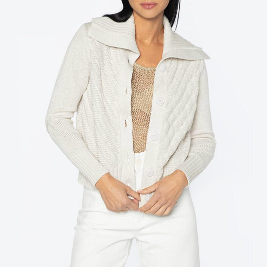 Cotton Button Up Cardigan in White
