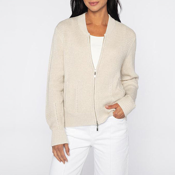 Zip Baseball Cardigan in Champagne