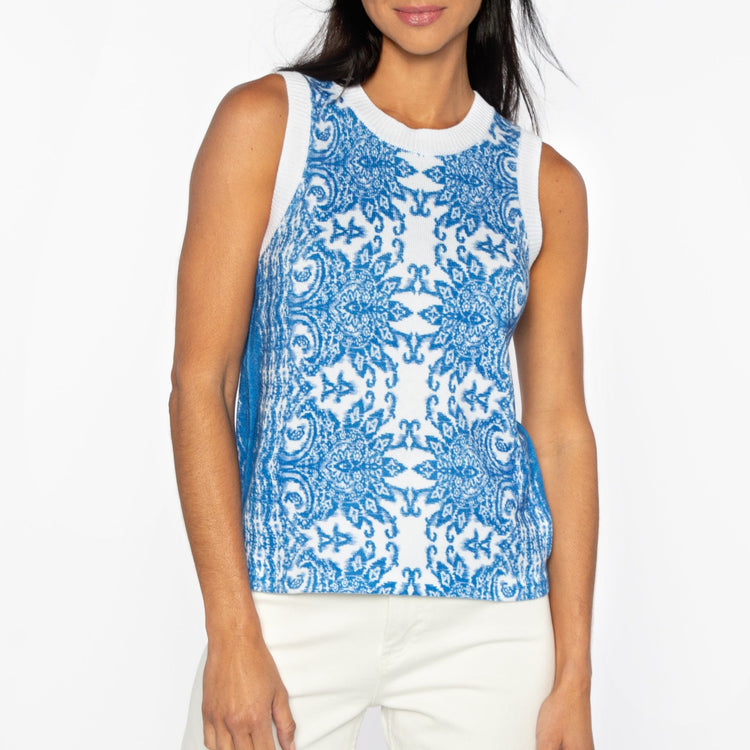 Sleeveless Knit Shell in Sintra Print