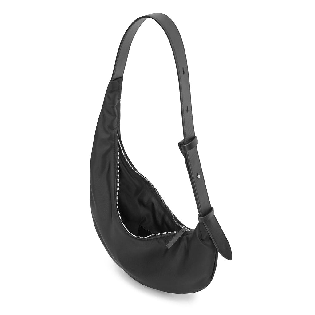 Nylon Lune Hobo Bag in Black