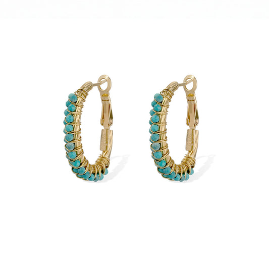 Lyre Hoop Earrings in Turquoise