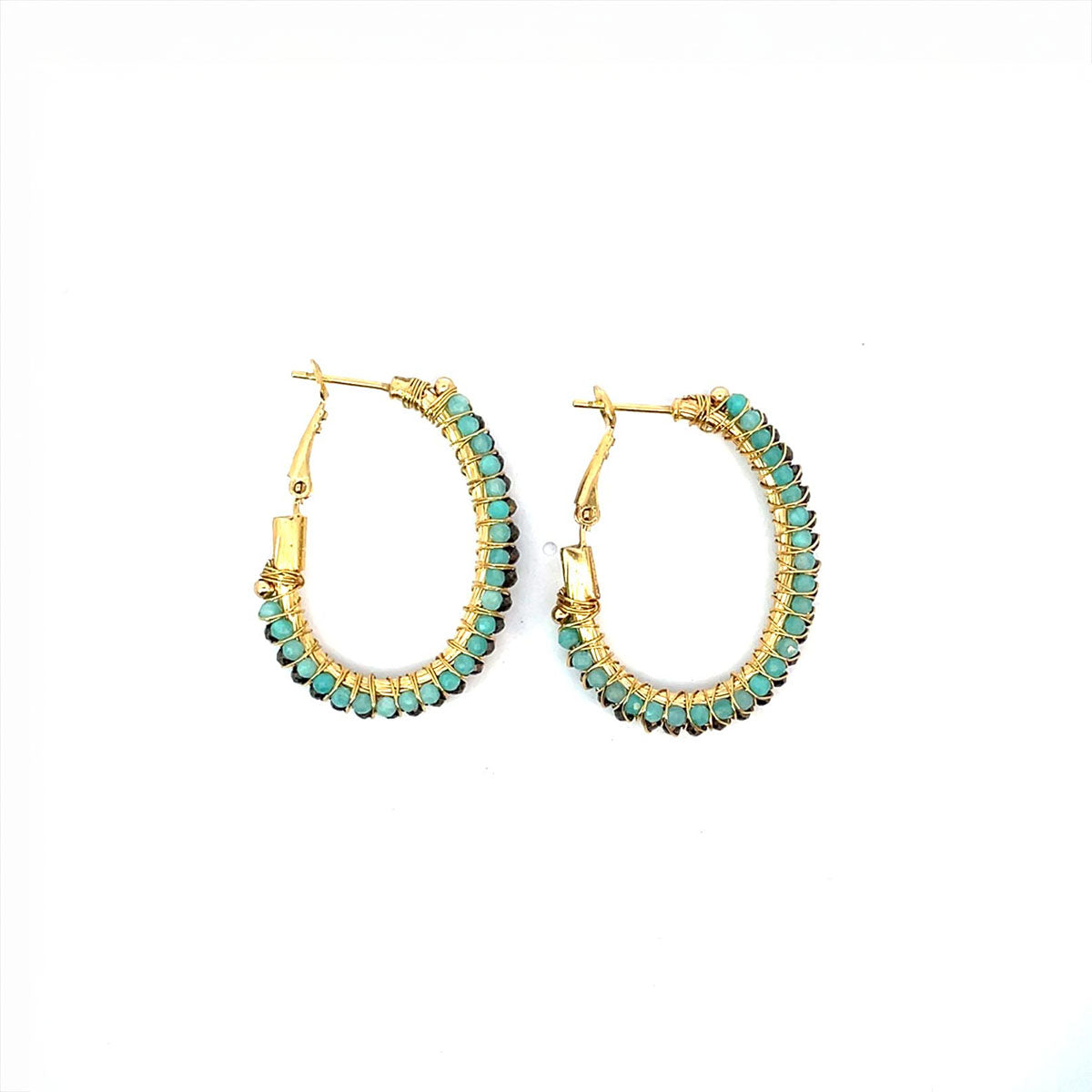 Lyre Hoop Earrings in Blue Multi