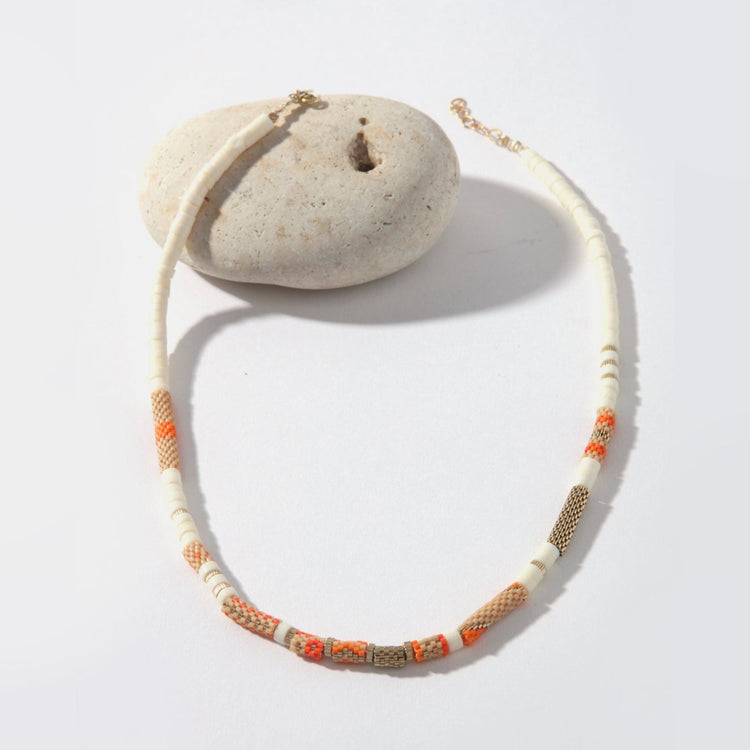 Laloba Orange & Light Bone Necklace
