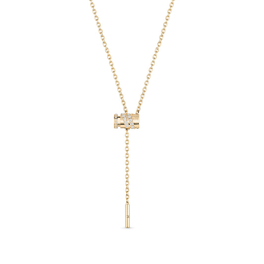 Paved Mini Latch Necklace in Yellow Gold