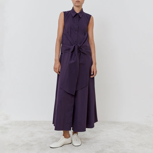 Sleeveless Shirt Dress in Eggplant