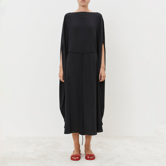 Boatneck Cape Dress in Black