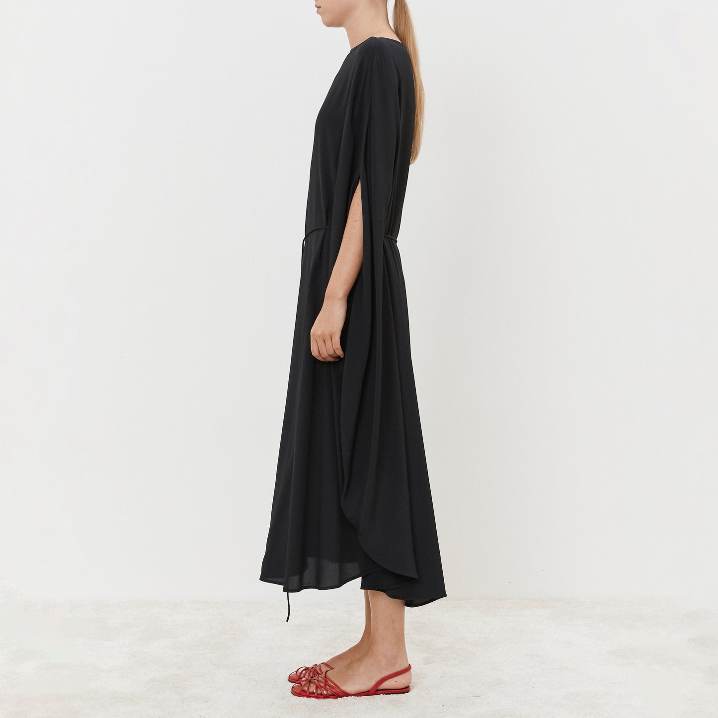 Boatneck Cape Dress in Black