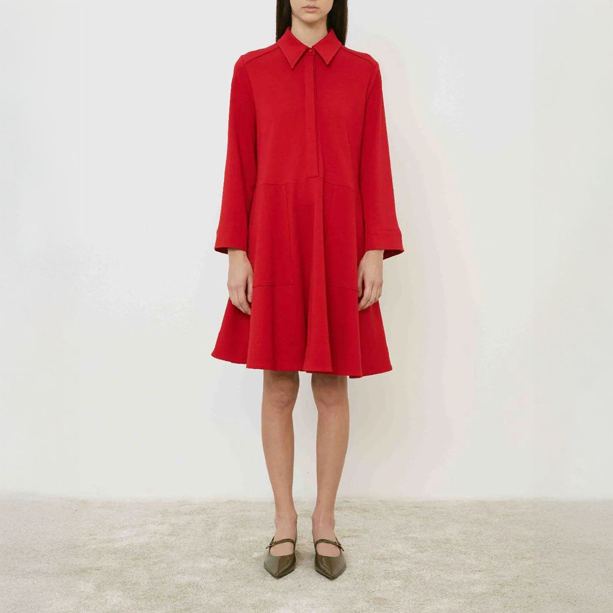 Longsleeve Swing Dress in Red