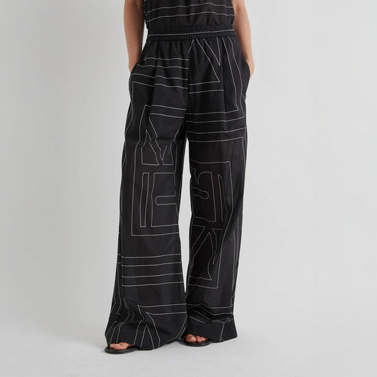 Print Pant in Nero and Off White