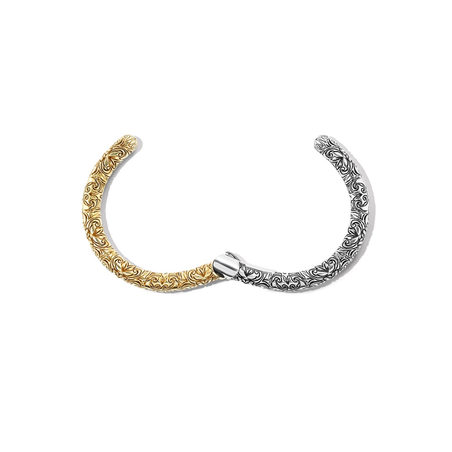 Embossed Hinge Cuffling in Silver & Brass