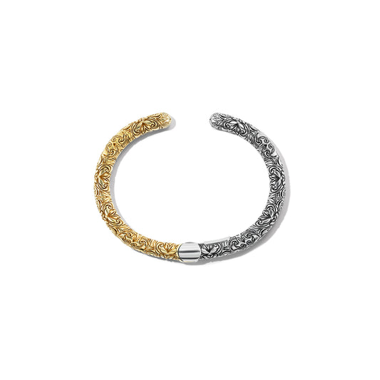 Embossed Hinge Cuffling in Silver & Brass