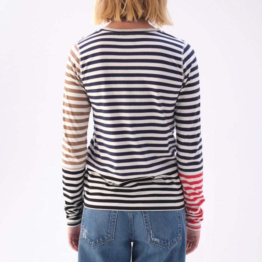 Marla Striped Tee in Bone & Neptune