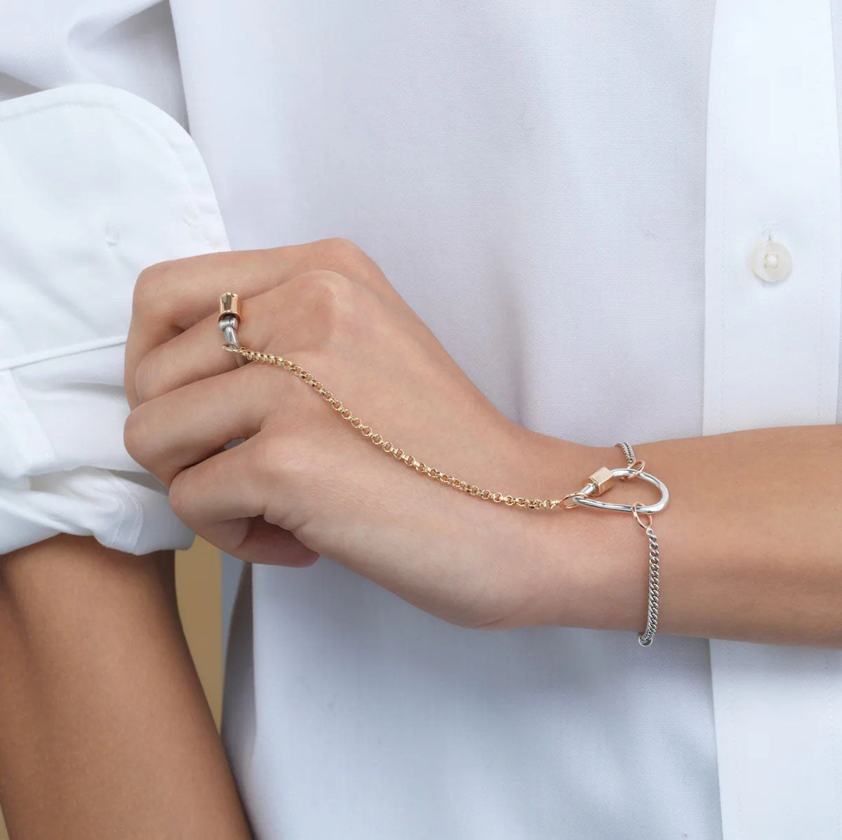 Not So Heavy Curb Chain in Silver with Rose Gold Loops