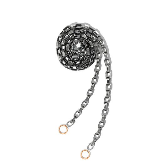 Biker Chain in Blackened Silver with Rose Gold