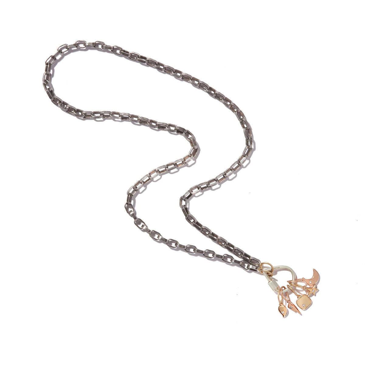 Biker Chain in Blackened Silver with Rose Gold