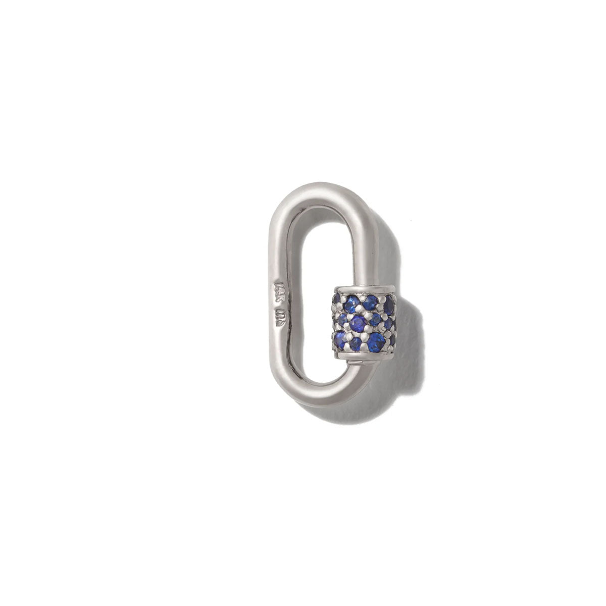 Stoned Baby Lock in White Gold with Blue Sapphires