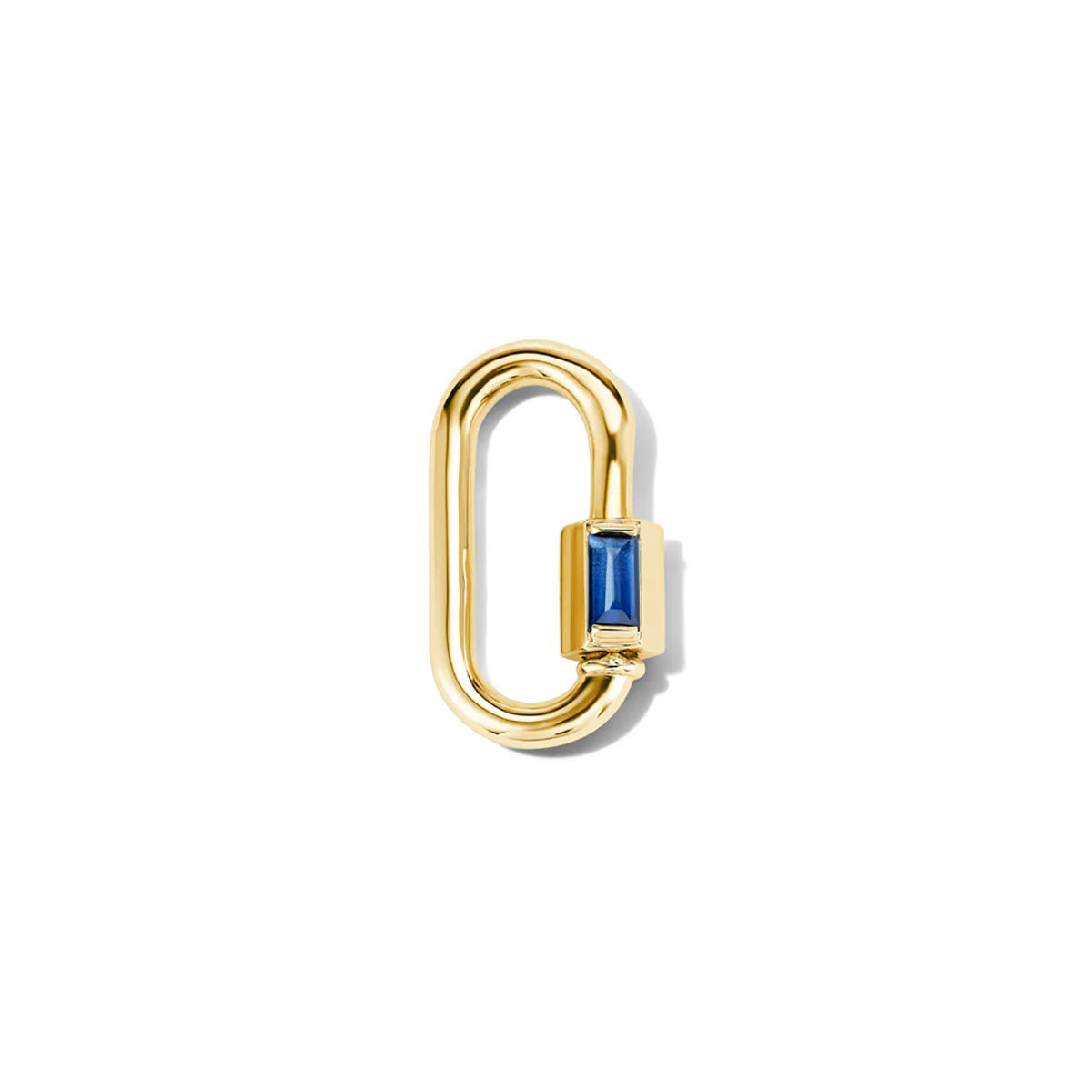 Baby Solo Baguette Lock in Yellow Gold with Blue Sapphires