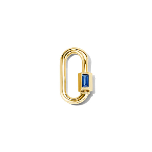 Baby Solo Baguette Lock in Yellow Gold with Blue Sapphires