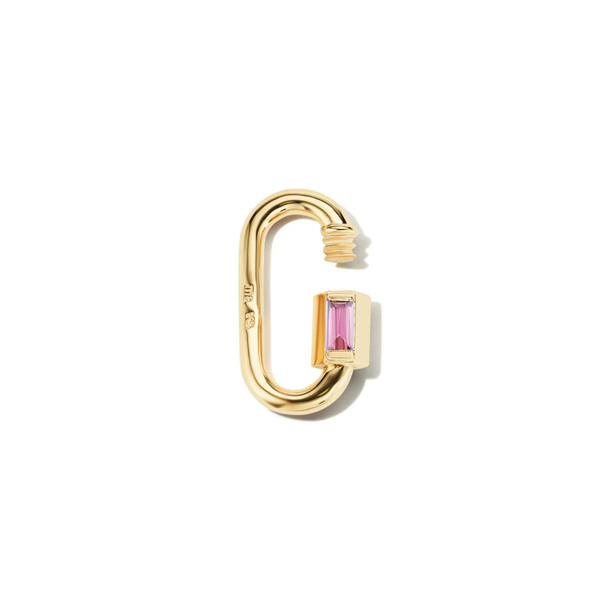 Baby Solo Baguette Lock in Yellow Gold with Rhodolite