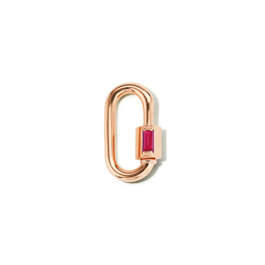 Baby Solo Baguette Lock in Rose Gold with Ruby