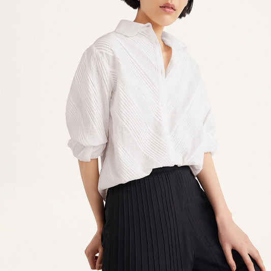 Reata Button Up Blouse in White