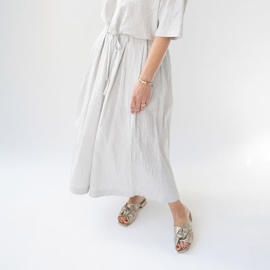 Mira Woven Skirt in Grey Stripe