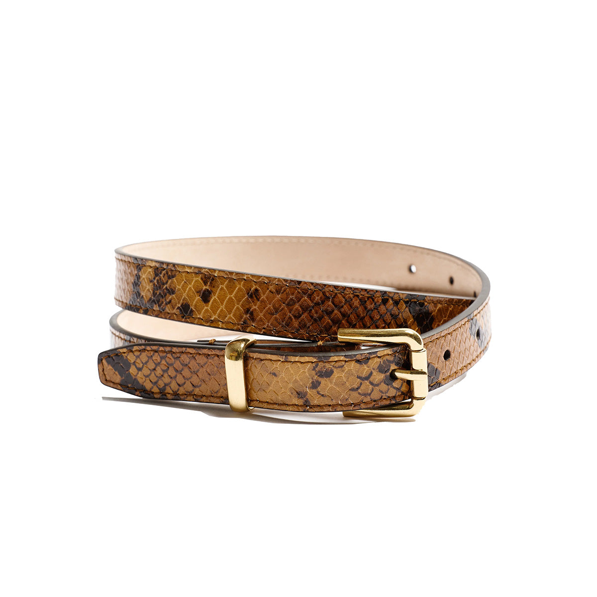 The Slim Bar Belt in Mustard Python