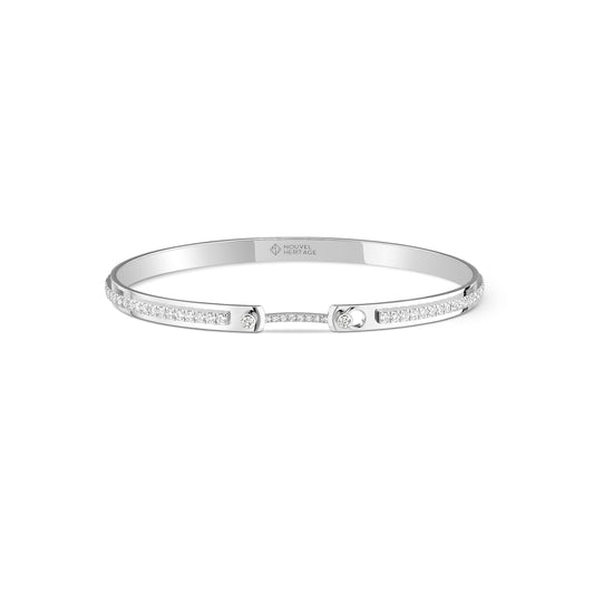 Tuxedo Bangle in White Gold