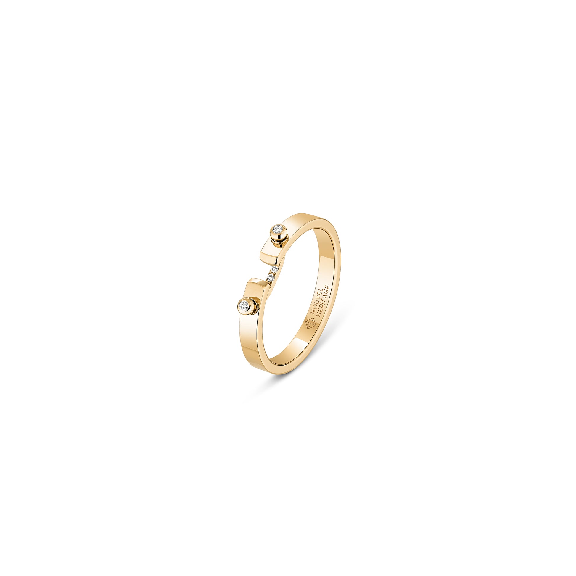 From the Mood Collection: 18k gold with two brilliant-cut diamonds and a line of brilliant-cut diamonds - 0.05ct Width: 4mm Crafted to the highest standards in France If you have questions about sizing, please feel free to contact us NH71036Y