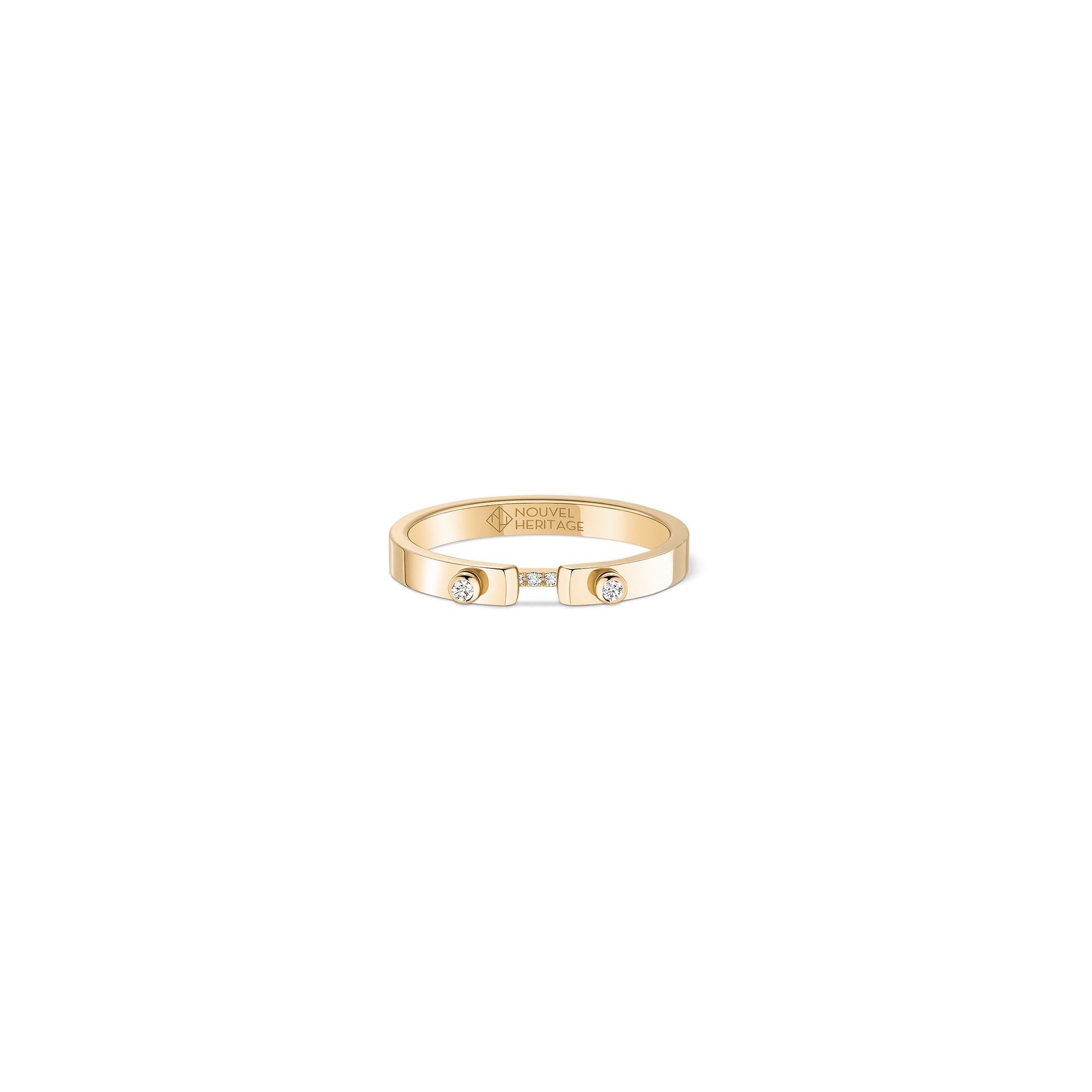 From the Mood Collection: 18k gold with two brilliant-cut diamonds and a line of brilliant-cut diamonds - 0.05ct Width: 4mm Crafted to the highest standards in France If you have questions about sizing, please feel free to contact us NH71036Y