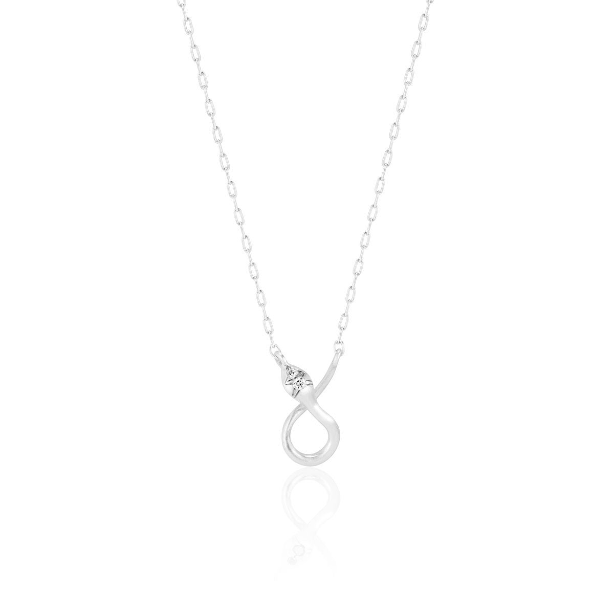 Psylli Charm Holder Necklace in Sterling Silver and Diamond