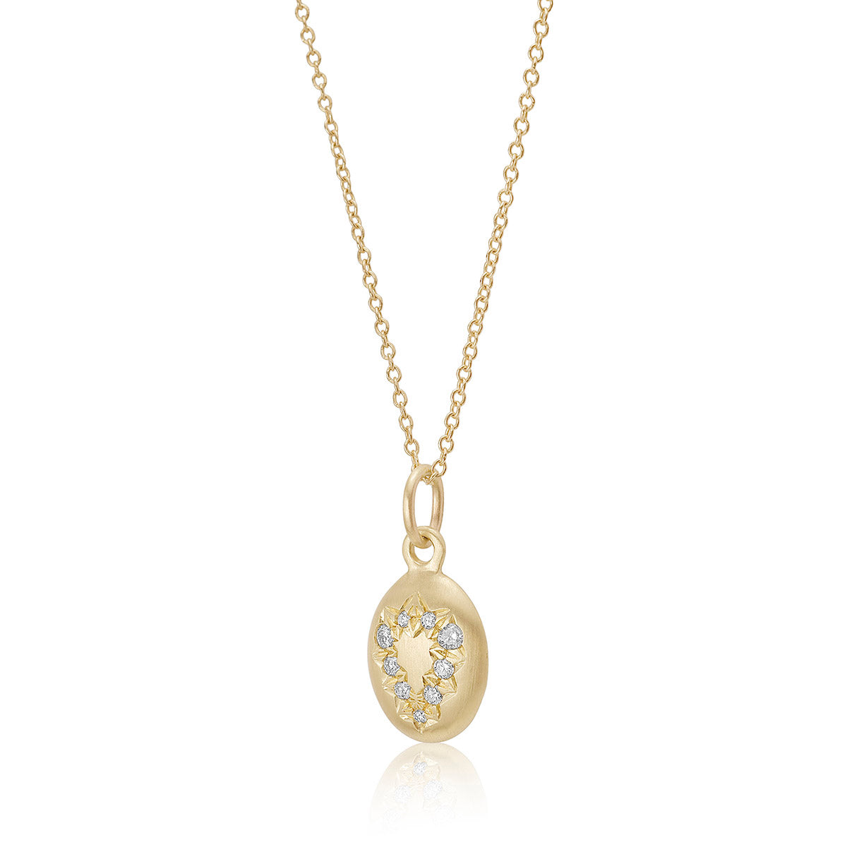 Manon Necklace in 10K Yellow Gold with Grey Diamond