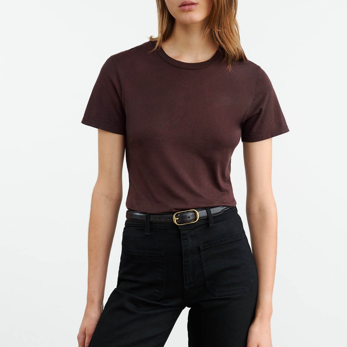 Mariela Crewneck Tee in Oxblood