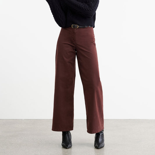 Megan Twill Pant in Oxblood