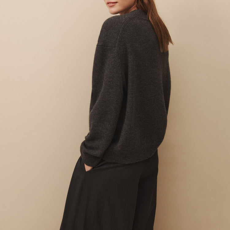 Boy Cashmere Crew Sweater in Charcoal