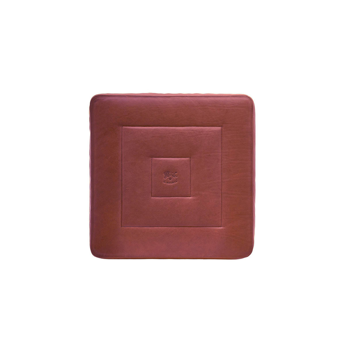 Leather Pouf in Sepia