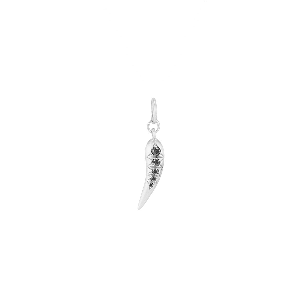 Chili Pendant in Sterling Silver with Black Diamond