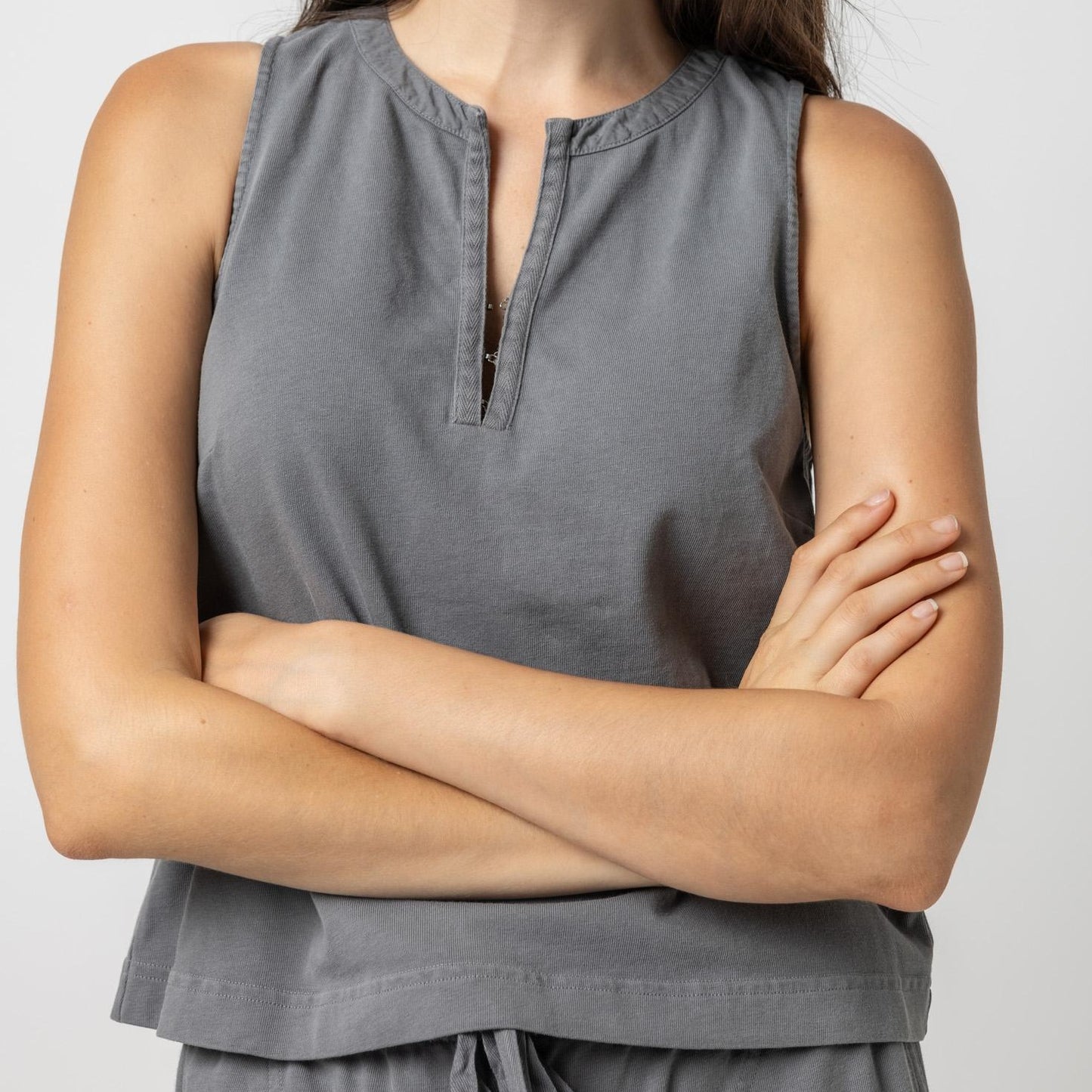 Split Neck Tank in Granite