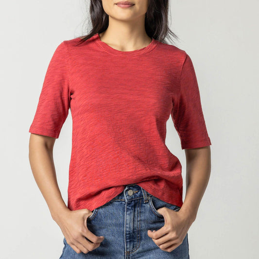 Elbow Sleeve Crew Tee in Cinnabar