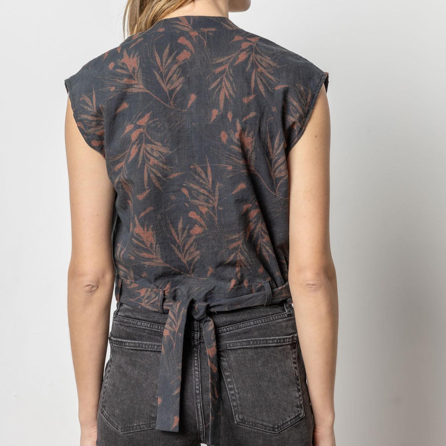 Printed Wrap Blouse in Onyx & Java