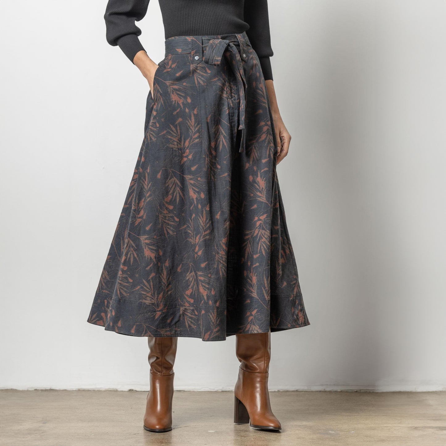 Printed Maxi Skirt in Onyx & Java