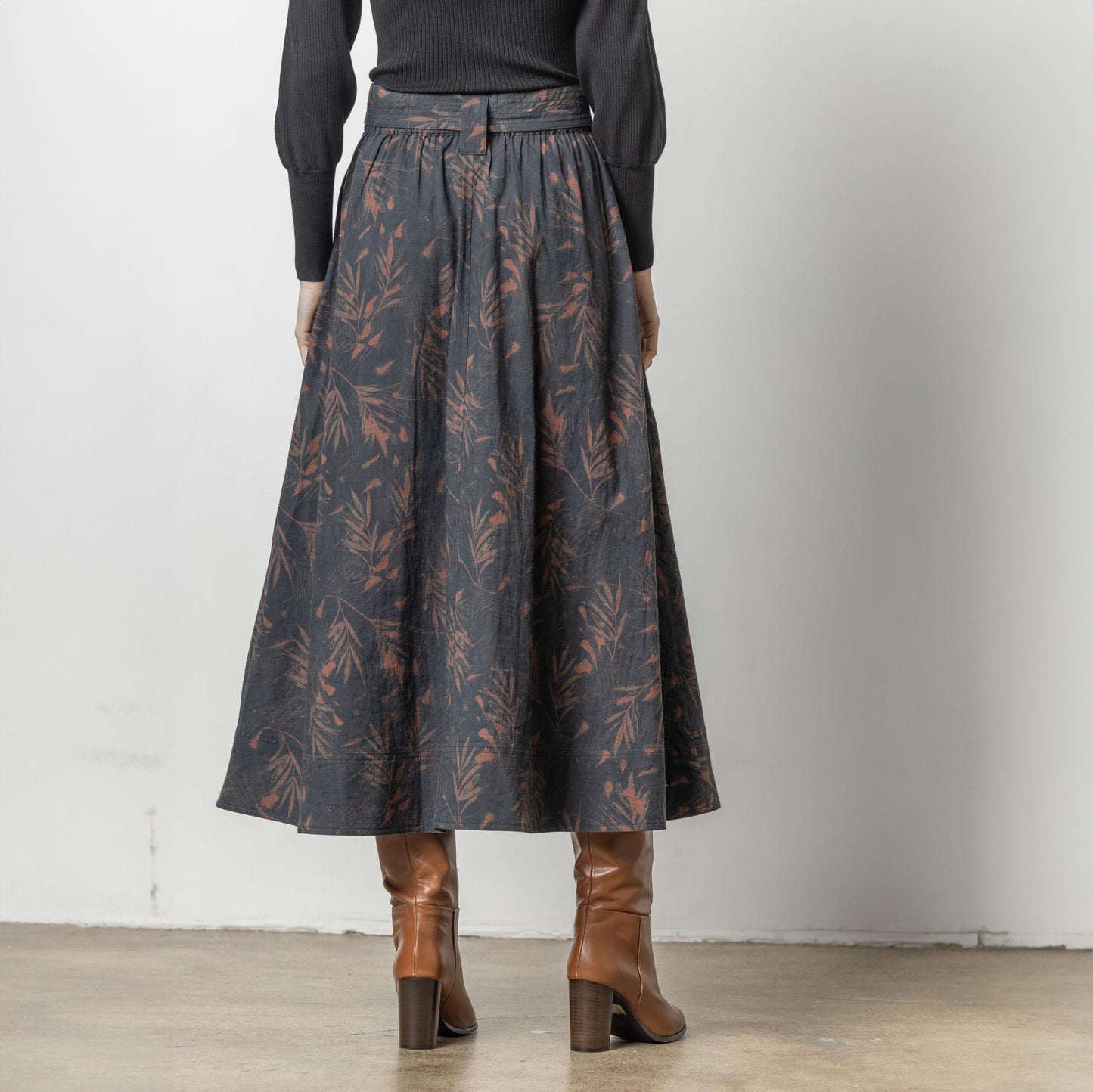 Printed Maxi Skirt in Onyx & Java