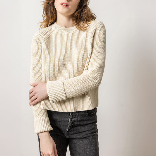 Zip Back Raglan Sweater in Stone