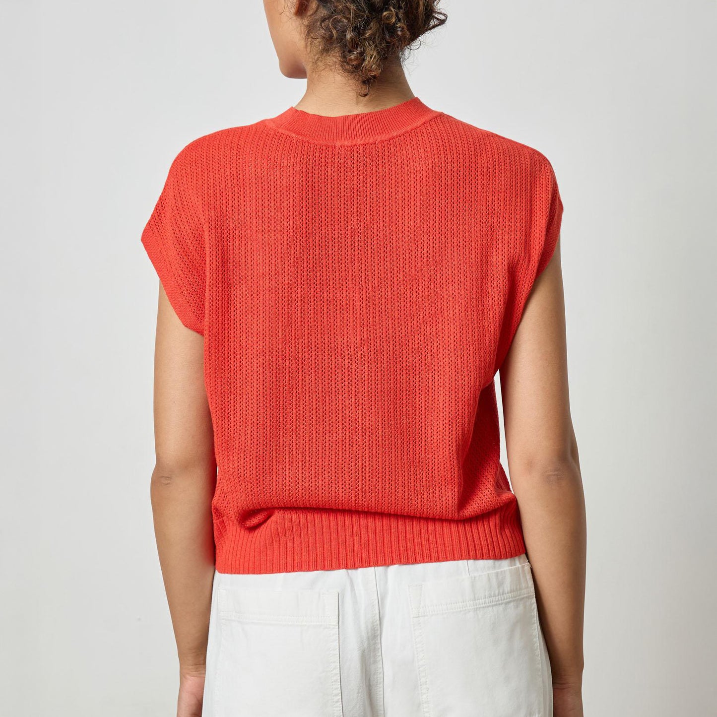 Short Sleeve Crew Sweater in Begonia